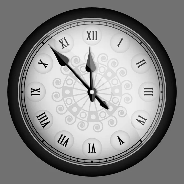 Černá realistická vintage hodiny izolované. Vektorové ilustrace — Stockový vektor