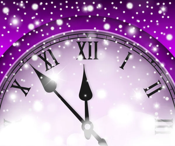 新年和圣诞节的概念与古董钟紫风格。矢量图 — 图库矢量图片