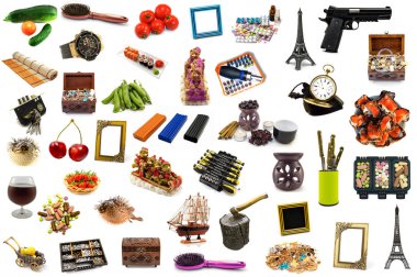 Ayrıntılı nesneleri üzerinde beyaz izole mega paket. Hisse senedi vektör fotoğraf