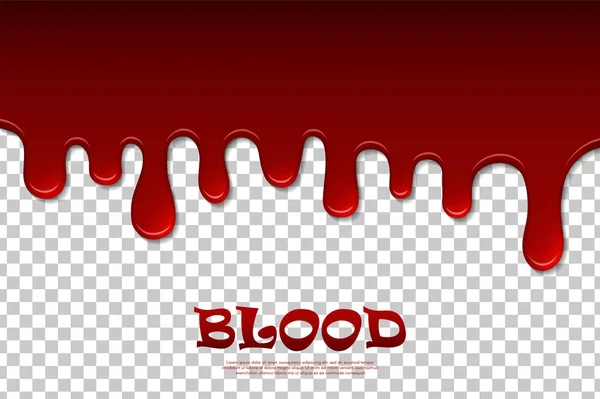 Dripping blood isolated pattern. Flowing red liquid, dripping wet, decor border. Vector illustration — Stock Vector