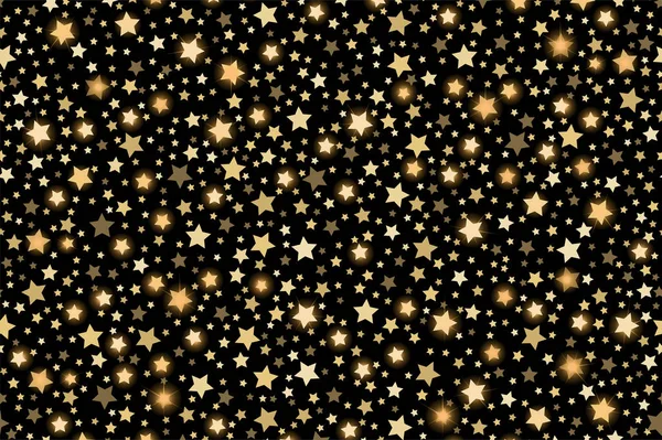 Золото сверкает падающими звездами бесшовной текстурой. Золотой, праздничный, роскошный или сетевой графический дизайн концепции. Векторная иллюстрация — стоковый вектор