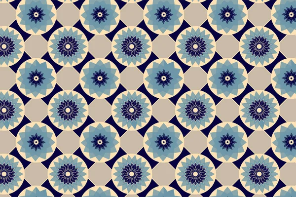 Azul e bege sem costura abstrato floral vintage textura. Ilustração vetorial — Vetor de Stock