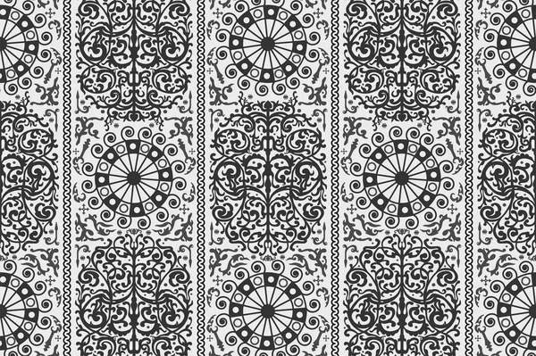 Textura ornamental sem costura vintage antigo preto e branco. Ilustração vetorial — Vetor de Stock