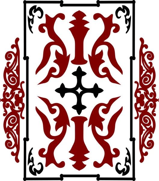 十字架と十字軍戦争盾のスタイルで白い背景に赤と黒の古代ビンテージ飾り — ストック写真