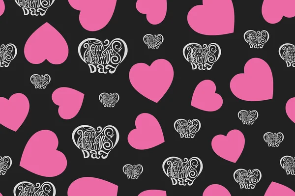 Feliz Día San Valentín Dibujo Mano Patrón Sin Costuras Rosa —  Fotos de Stock