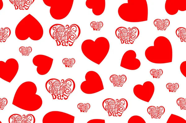 Día de San Valentín diseño de patrón sin costuras. Rojo sobre fondo blanco —  Fotos de Stock