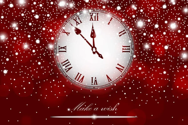 Neujahrs- und Weihnachtskonzept mit Vintage-Uhr im roten Stil — Stockfoto