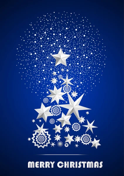 Resumen Navidad Año Nuevo Con Árbol Navidad Hecho Estrellas Copos — Foto de Stock