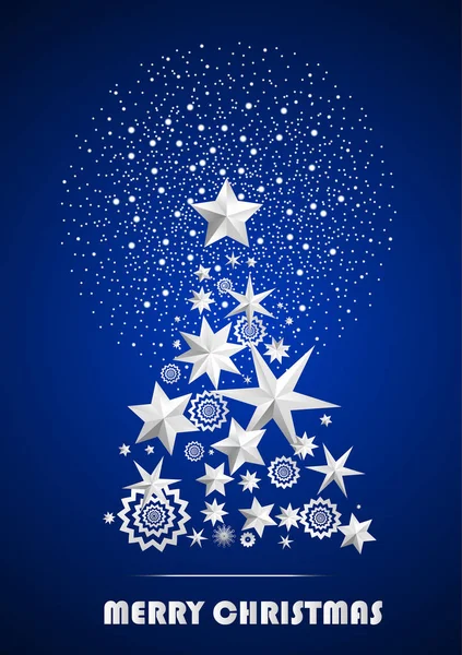 Christmas New Year Abstract Christmas Tree Made Stars Snowflakes Firework — Stock Photo, Image