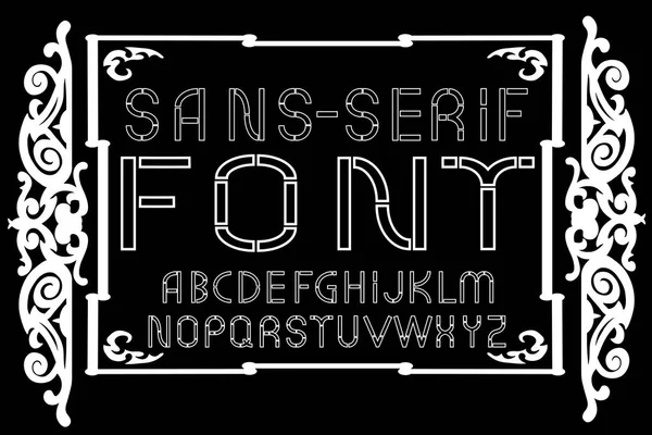 Branco Sans Serif Fonte Moderna Fundo Preto — Fotografia de Stock