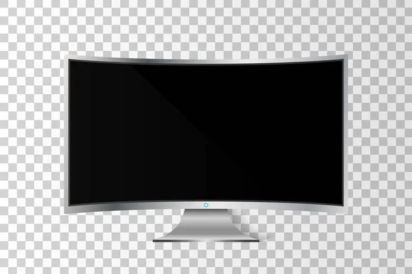 Monitor TV curvo realistico isolato. Illustrazione vettoriale — Vettoriale Stock