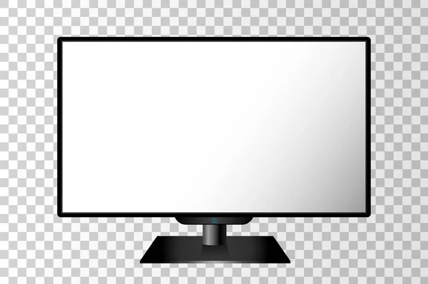 Monitor de televisión moderno negro realista aislado. Ilustración vectorial — Archivo Imágenes Vectoriales
