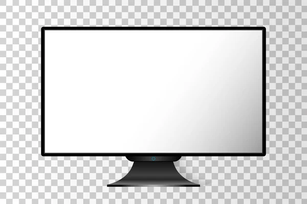 Monitor de televisión moderno negro realista aislado. Ilustración vectorial — Vector de stock