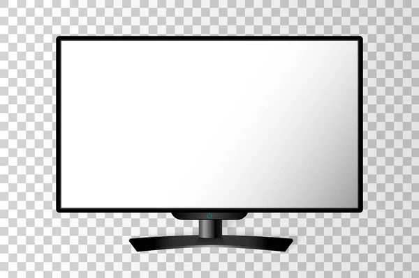 Monitor de televisión moderno negro realista aislado. Ilustración vectorial — Archivo Imágenes Vectoriales