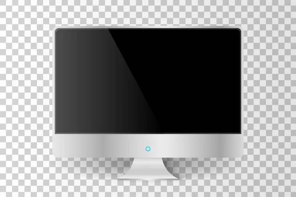 Monitor TV moderno in argento realistico isolato. Illustrazione vettoriale — Vettoriale Stock