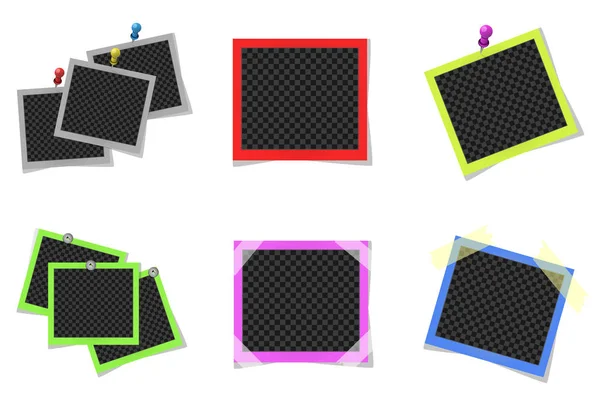 Collage de marcos de fotos de colores aislados en blanco. Ilustración vectorial — Vector de stock