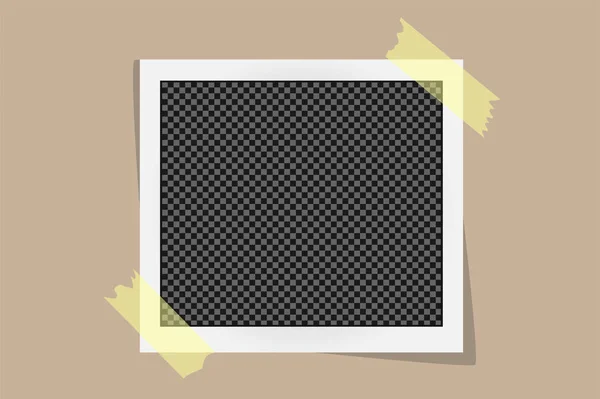 Vierkante frame sjabloon op plakband met schaduwen geïsoleerd op beige achtergrond. Vectorillustratie — Stockvector