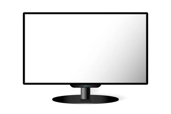 Realistico monitor TV nero moderno isolato. Illustrazione vettoriale — Vettoriale Stock