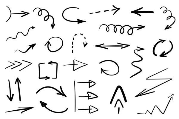 그런 지 손으로 그린 화살표 흰색 절연의 집합입니다. 벡터 일러스트 레이 션 — 스톡 벡터