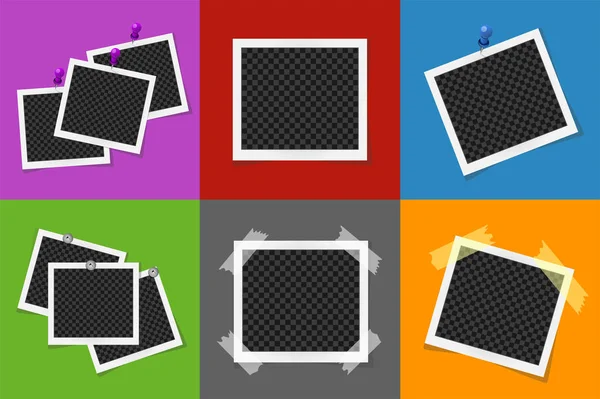 Collage von Fotorahmen in farbigen Quadraten — Stockfoto