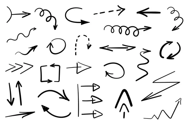 Set of grunge hand drawn arrows isolated on white — Stock Photo, Image