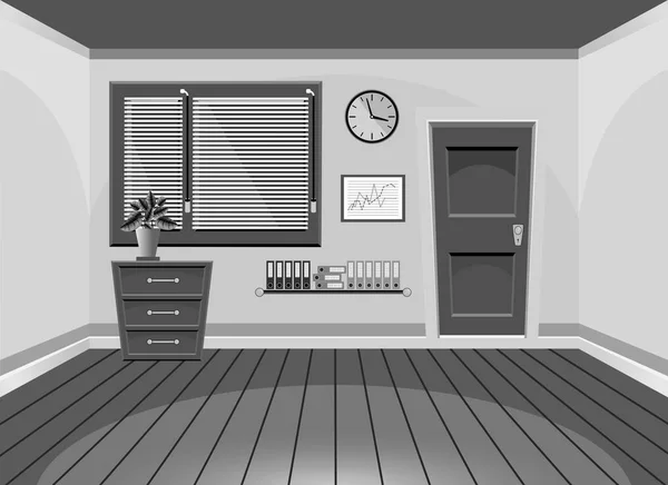 Γελοιογραφία επίπεδη διάνυσμα δωμάτιο εσωτερικό γραφείο μαύρο και άσπρο — Φωτογραφία Αρχείου