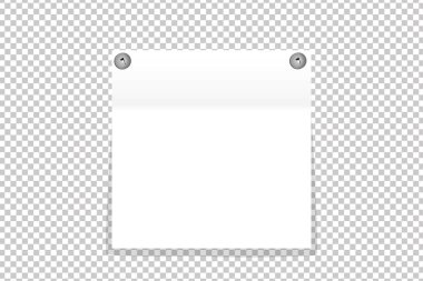 Beyaz ofis kağıt etiket izole metal iğneler üzerine. Vektör çizim