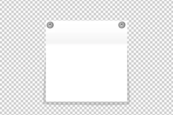 Белая офисная бумажная наклейка на металлических булавках изолирована. Векторная иллюстрация — стоковый вектор