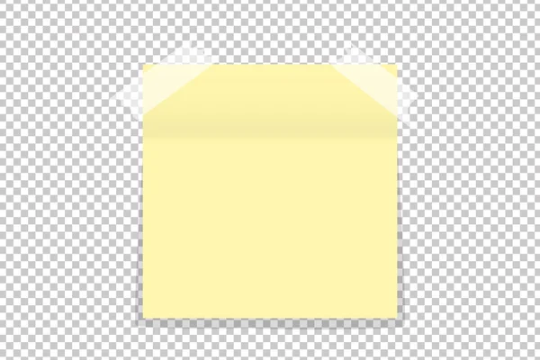 Жовтий офісний папір наклеюється на липку стрічку ізольовано. Векторні ілюстрації — стоковий вектор