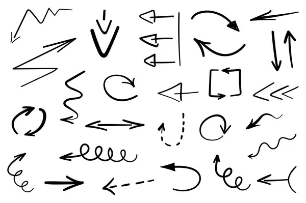 그런 지 손으로 그린 화살표 흰색 절연의 집합입니다. 벡터 일러스트 레이 션 — 스톡 벡터