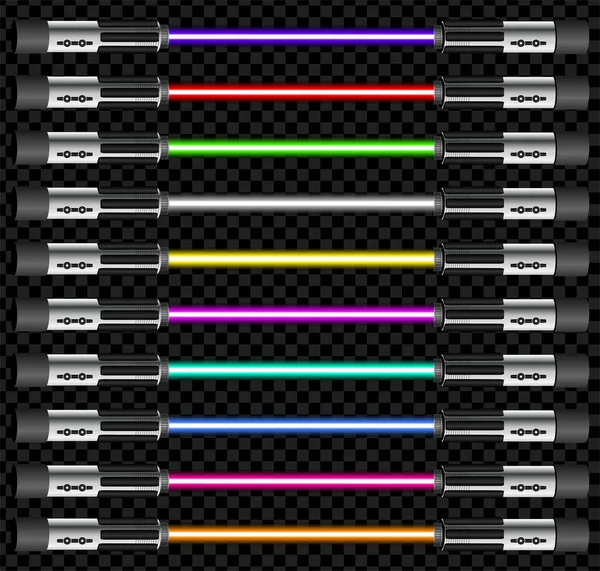 Neon tube light pack isolated on transparent background. Vector illustration — Stock Vector