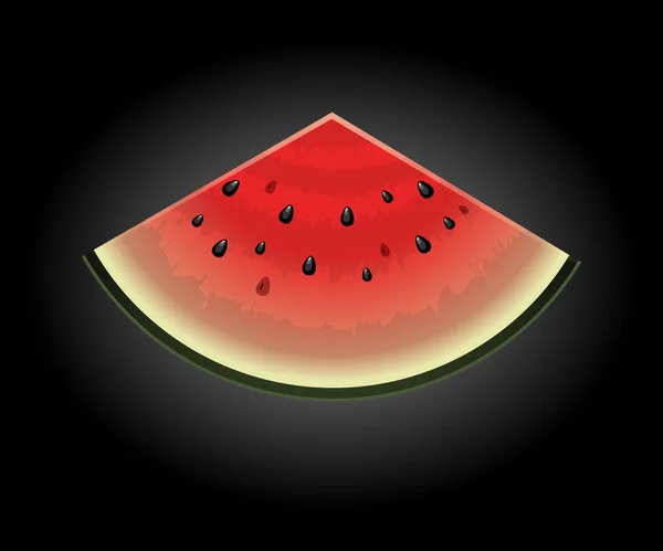 Realistic watermelon slice isolated on black. Vector illustration — Stock Vector