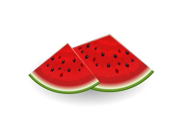 Realistische Watermeloen slices geïsoleerd op wit. Vectorillustratie — Stockvector