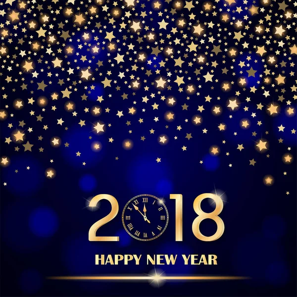 Soyut parlayan sabit yıldızlar mavi ortam arka plan bulanık. Yeni yıl 2018 kavramı. Lüks tasarım. Vektör çizim