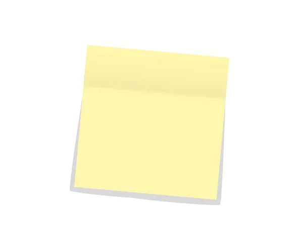 Gelber Büropapier-Aufkleber mit Schatten isoliert auf weiß. Vektorillustration — Stockvektor
