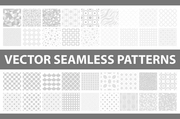 Pacchetto retrò stile vettore modello senza soluzione di continuità: astratto, vintage, tecnologia e geometrica. 36 elementi grigi. Illustrazione vettoriale — Vettoriale Stock