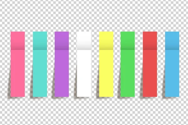Conjunto de pegatinas de papel de color realistas con sombra aislada en blanco. Ilustración vectorial — Vector de stock