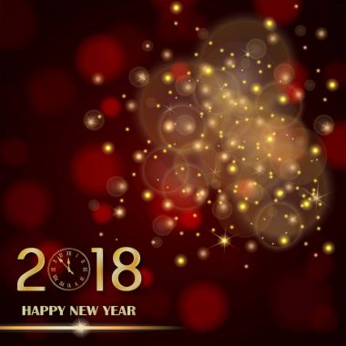 Altın ışık soyut kırmızıya ortam arka plan bulanık. Yeni yıl 2018 kavramı. Lüks tasarım. Vektör çizim