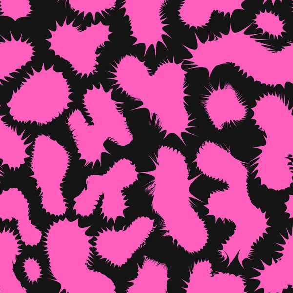 Modèle de texture de style animal. Fond sans couture noir et rose. Illustration vectorielle — Image vectorielle