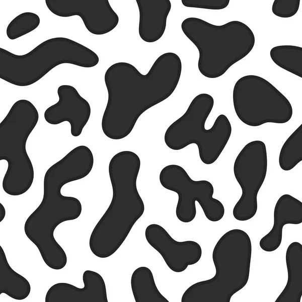 牛の食感パターン。黒と白のシームレスな背景。ベクターイラスト — ストックベクタ