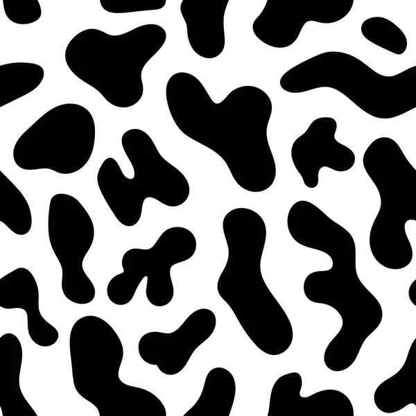 牛の食感パターン。黒と白のシームレスな背景。ベクターイラスト — ストックベクタ