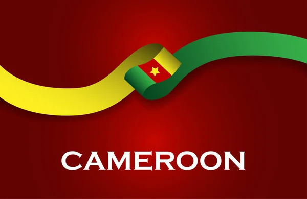 Kamerun Republiken lyx stil flagga ribbon klassisk stil. Vektorillustration — Stock vektor