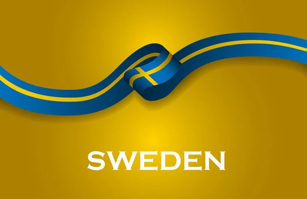 Sverige lyx stil flagga ribbon klassisk stil. Vektorillustration — Stock vektor