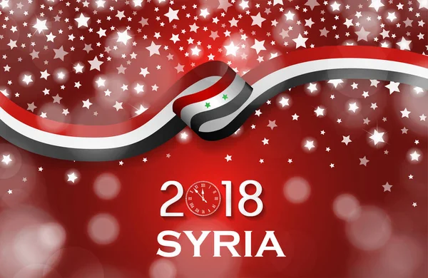 オーストリア新年 2018 グリーティング カード高級スタイル国旗リボン概念です。ベクトル図 — ストックベクタ