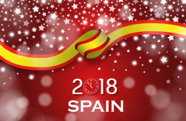 İspanya yeni yıl 2018 Ulusal tebrik kartı lüks stil bayrak kavramı şerit