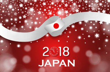 Japonya yeni yıl 2018 Ulusal tebrik kartı lüks stil bayrak kavramı şerit