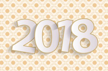 Mutlu yeni yıl 2018 tebrik kartı kavramı kağıt cuted beyaz numaraları ile