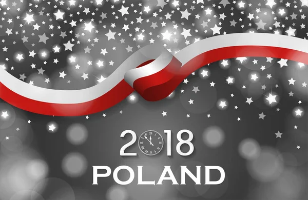 ポーランド新年 2018 グリーティング カード高級スタイル国旗リボン コンセプト — ストック写真