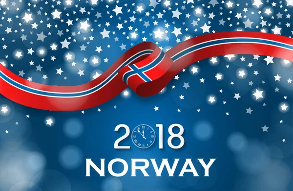 Νορβηγία νέο έτος 2018 εθνική σημαία στυλ πολυτελή ευχετήρια κάρτα κορδέλα έννοια — Φωτογραφία Αρχείου