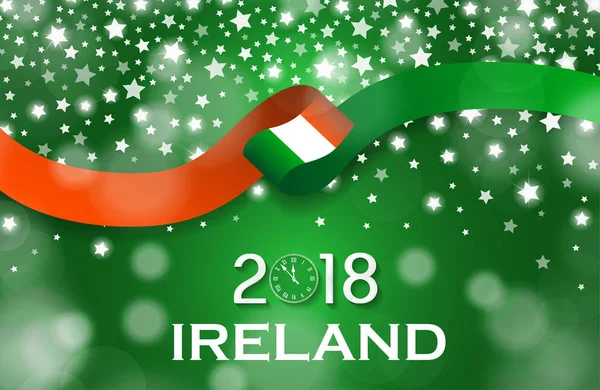 アイルランド新しい年 2018 グリーティング カード高級スタイル国旗リボン コンセプト — ストック写真